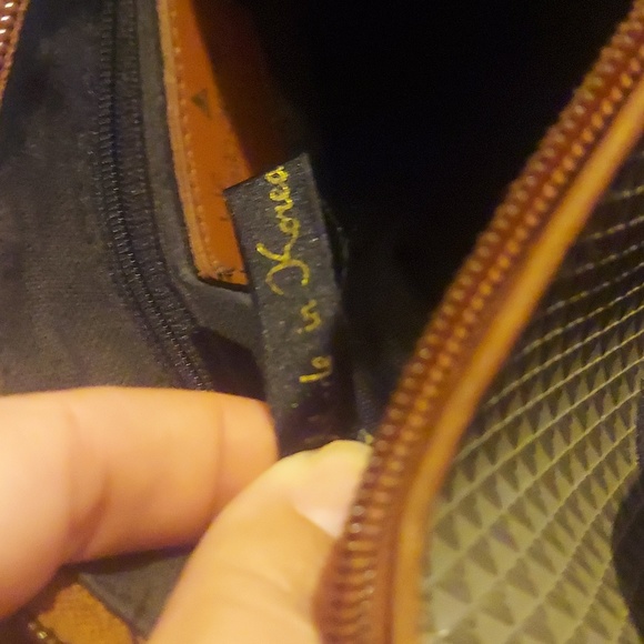 LIZ🔺️CLAIBORNE Vintage 1983 Embossed Logo #1 Olive Green/Brown Bag - Picture 10 of 12